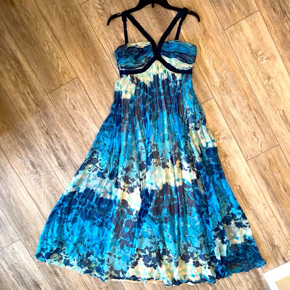 BCBG MAXAZRIA Blue Floral Dress